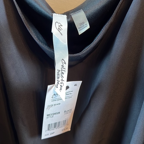 NY Collection popover black off shoulder maxi dress ruffle hem - Picture 2 of 3